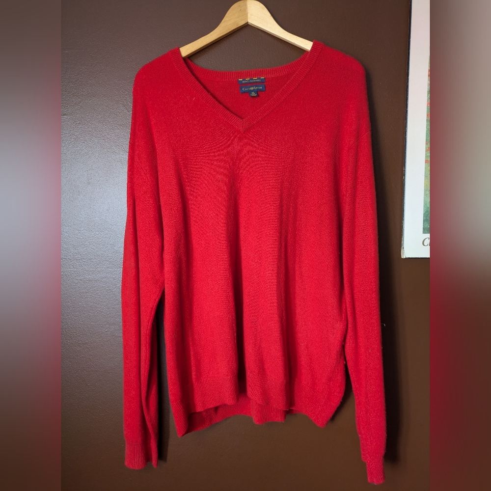 100% Cashmere Club Room Red V-Neck Sweater